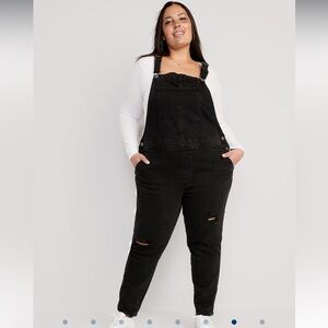 Distressed Black Jean Overalls (16)